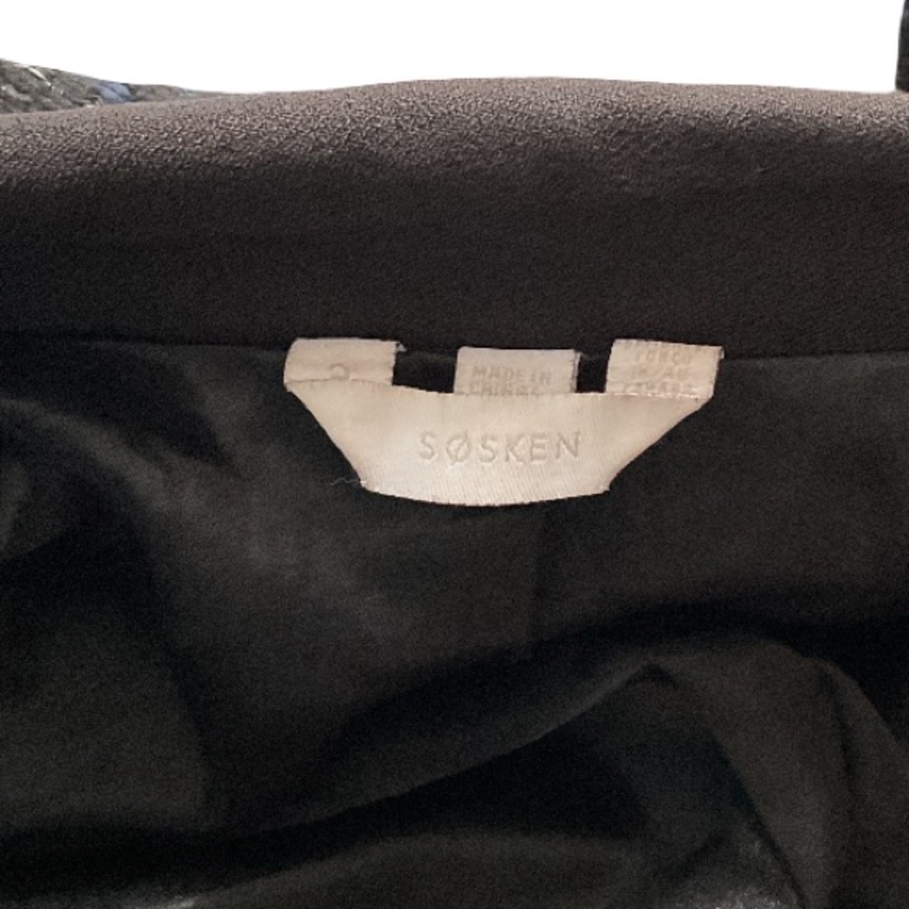 SØSKEN Jacquard Notch Collar Long Jacket Blue Black, size L - Picture 6 of 14
